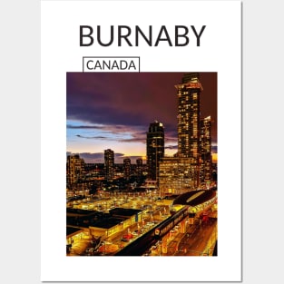Burnaby British Columbia Canada Skyline Night Lights Cityscape Gift for Canadian Canada Day Present Souvenir T-shirt Hoodie Apparel Mug Notebook Tote Pillow Sticker Magnet Posters and Art